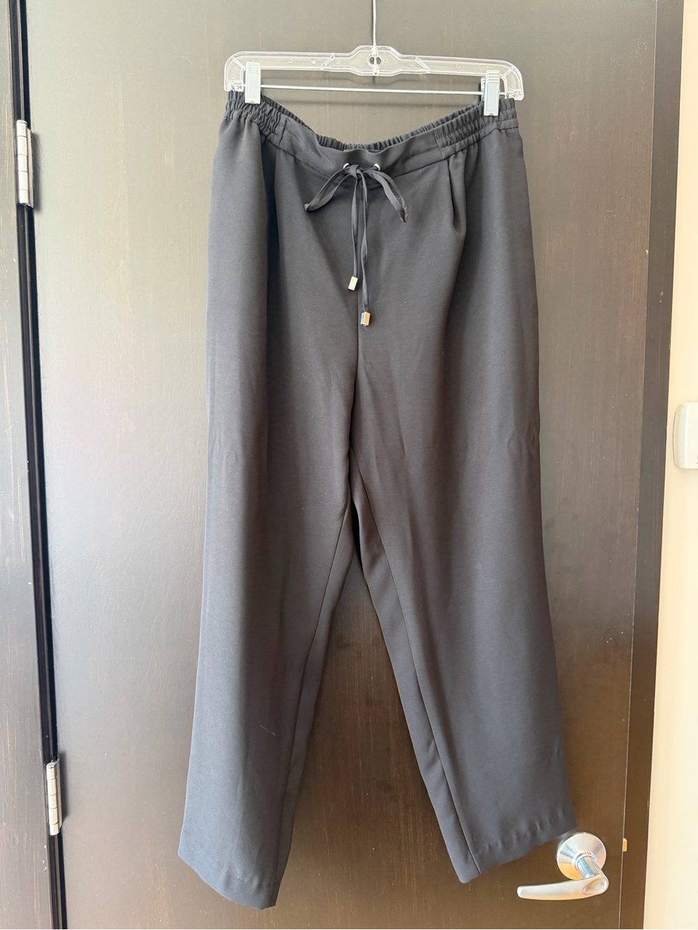 Zara Black Drapey Drawstring Ankle Pants L